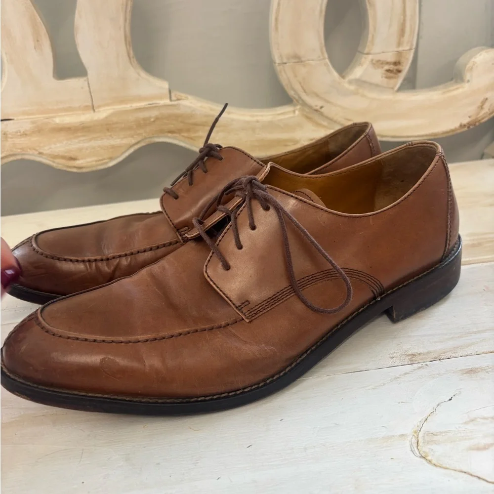 Men’s Johnston & Murphy Tan Leather Sheepskin Oxfords Dress Shoes Size 10 1/2‎